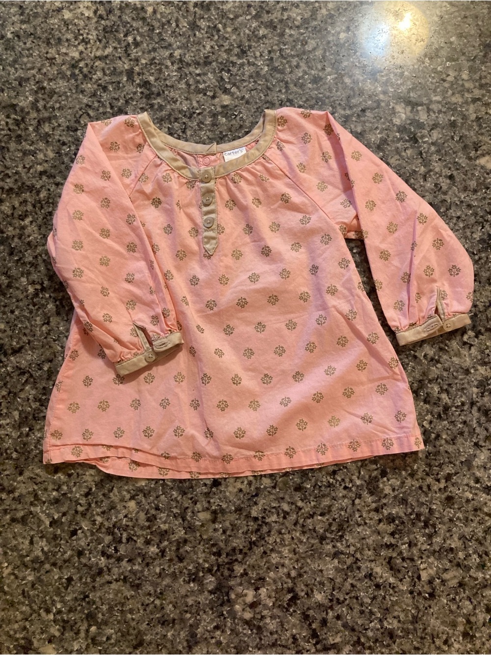 Carter’s baby Girls' Pink Long-Sleeve Printed Tunic Top sz 12m